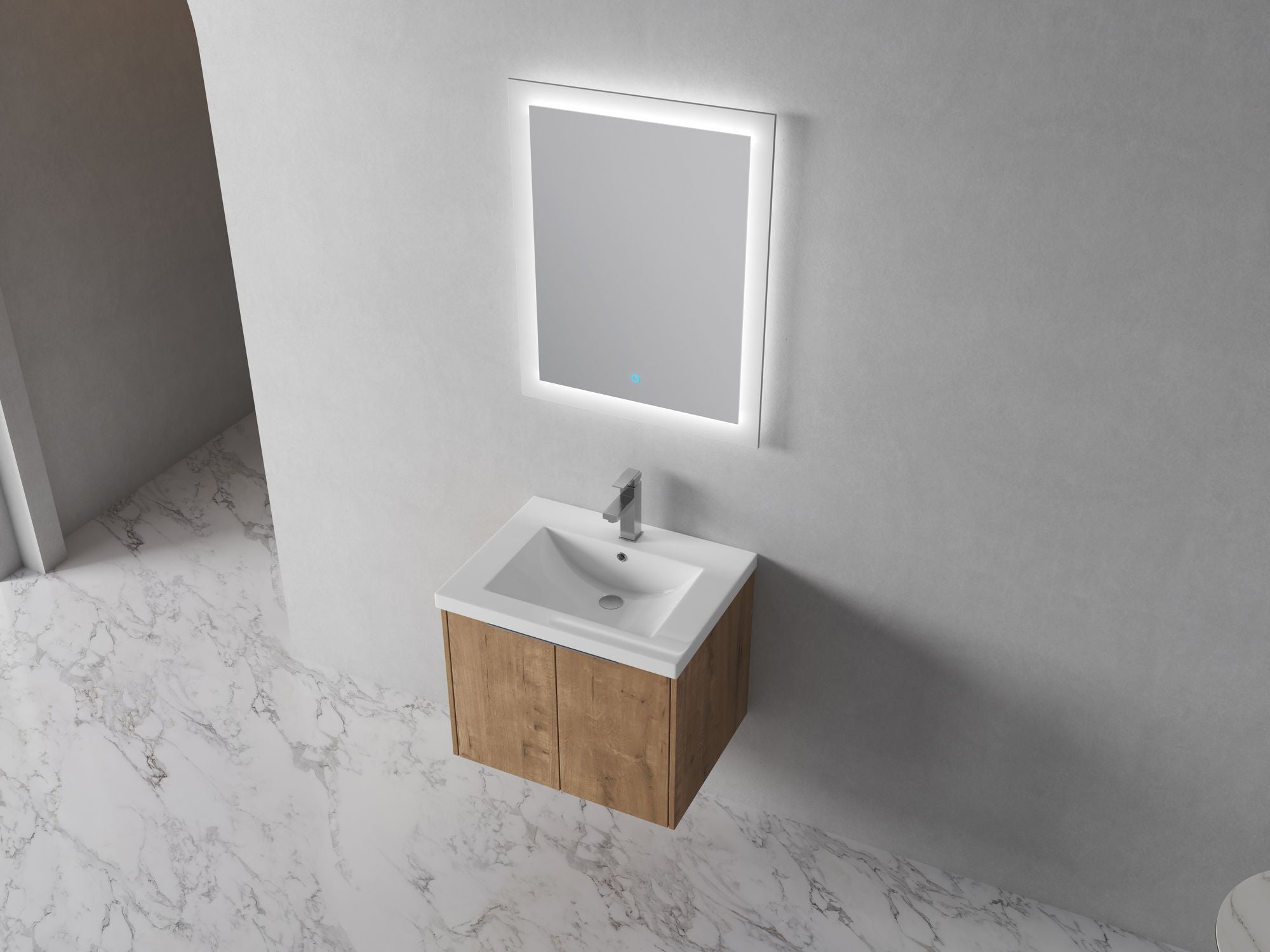 Modern Floating Bathroom Cabinet with Soft-Close Doors and Gel Basin