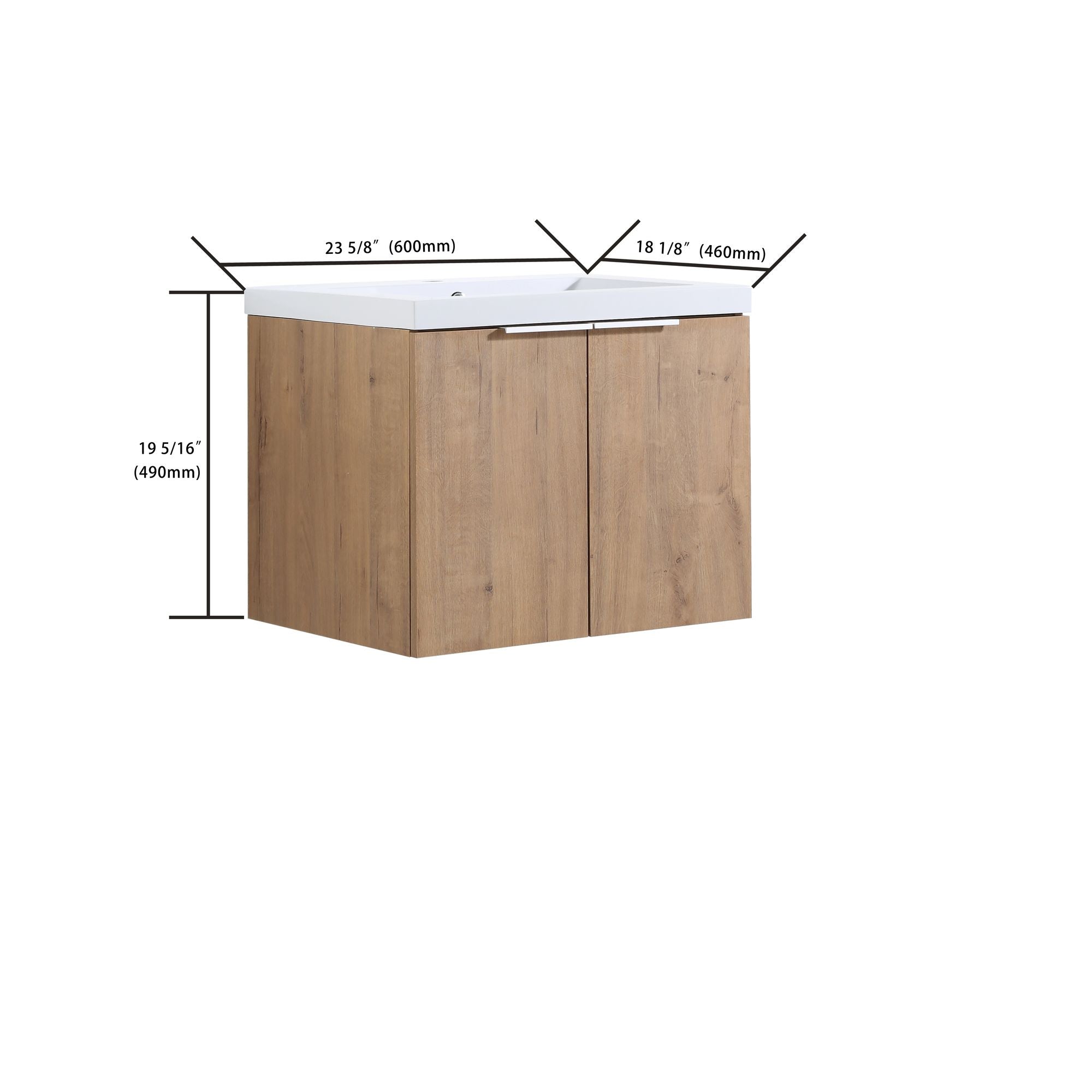 Modern Floating Bathroom Cabinet with Soft-Close Doors and Gel Basin