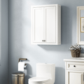 Adjustable Wall-Mounted Bathroom Cabinet with Silver Handles