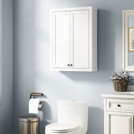 Adjustable Wall-Mounted Bathroom Cabinet with Silver Handles
