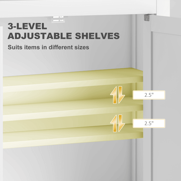 Adjustable Wall-Mounted Bathroom Cabinet with Silver Handles
