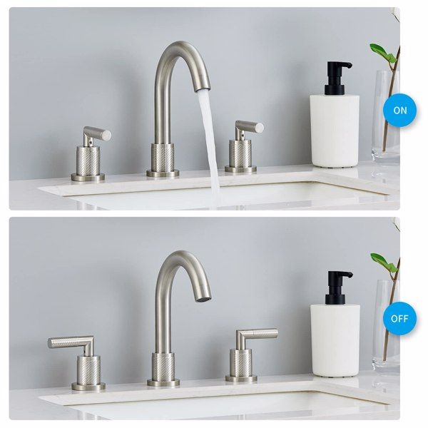 Brushed Nickel Two-Handle Widespread Bathroom Faucet