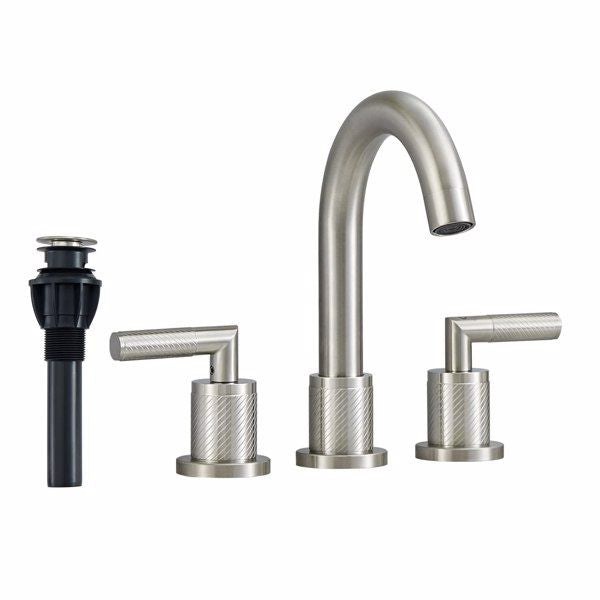 Brushed Nickel Two-Handle Widespread Bathroom Faucet