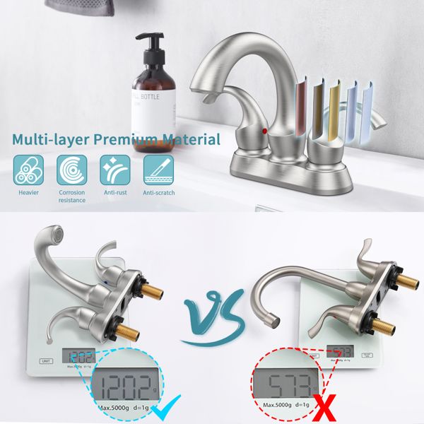 Swan-Style Brushed Nickel Two-Handle Bathroom Faucet
