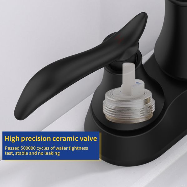 Bathroom Faucet Matt Black with Pop-up Drain & Supply Hoses 2-Handle 360 Degree c Swivel Spout Cente