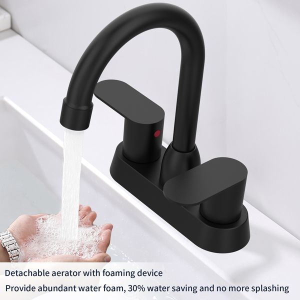 Matte Black Dual-Handle Bathroom Sink Faucet