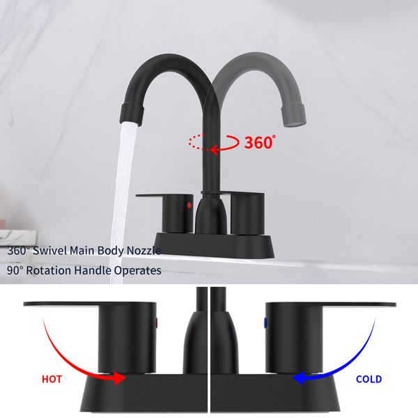 Matte Black Dual-Handle Bathroom Sink Faucet