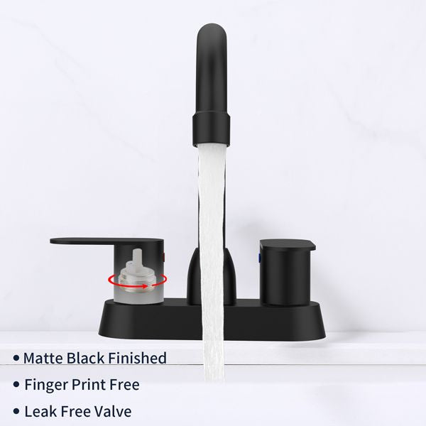 Matte Black Dual-Handle Bathroom Sink Faucet