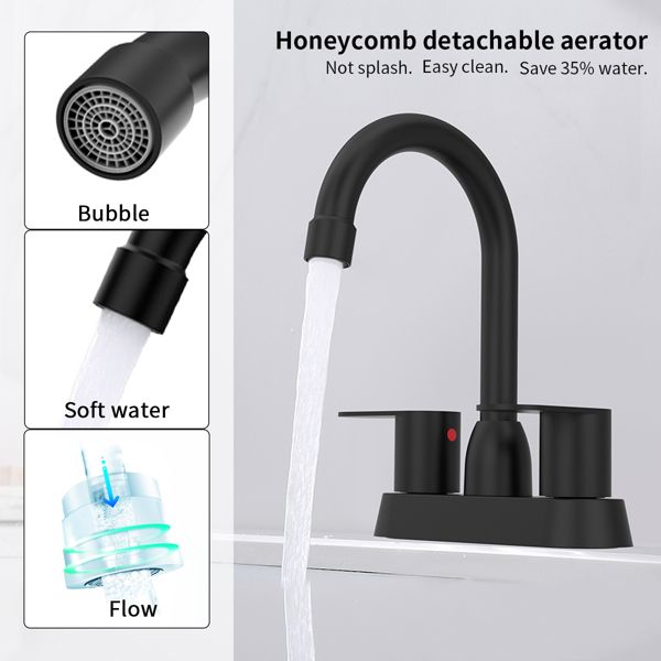 Matte Black Dual-Handle Bathroom Sink Faucet