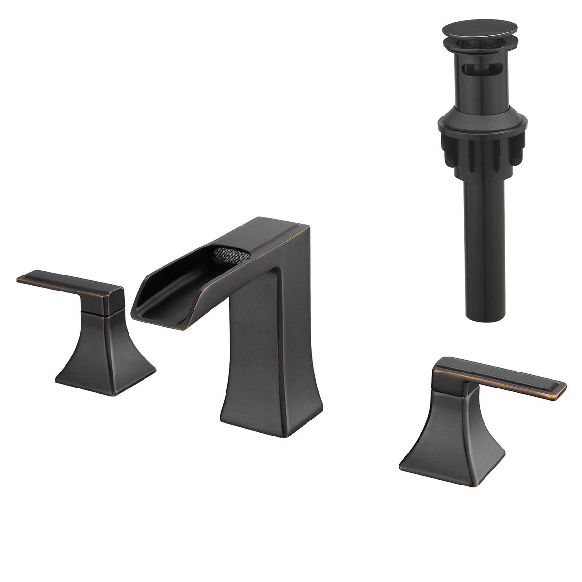 Oil Rubbed Bronze 8- Widespread Bathroom Faucet with Pop-Up Drain