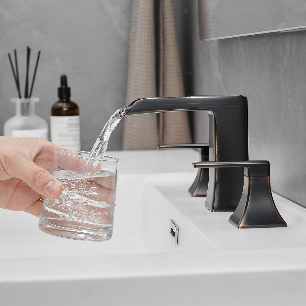 Oil Rubbed Bronze 8- Widespread Bathroom Faucet with Pop-Up Drain