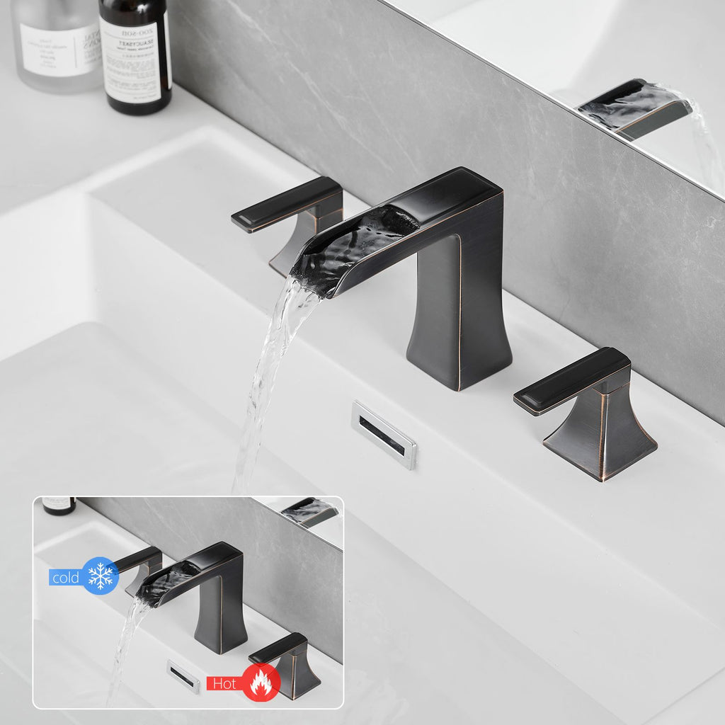 Oil Rubbed Bronze 8- Widespread Bathroom Faucet with Pop-Up Drain