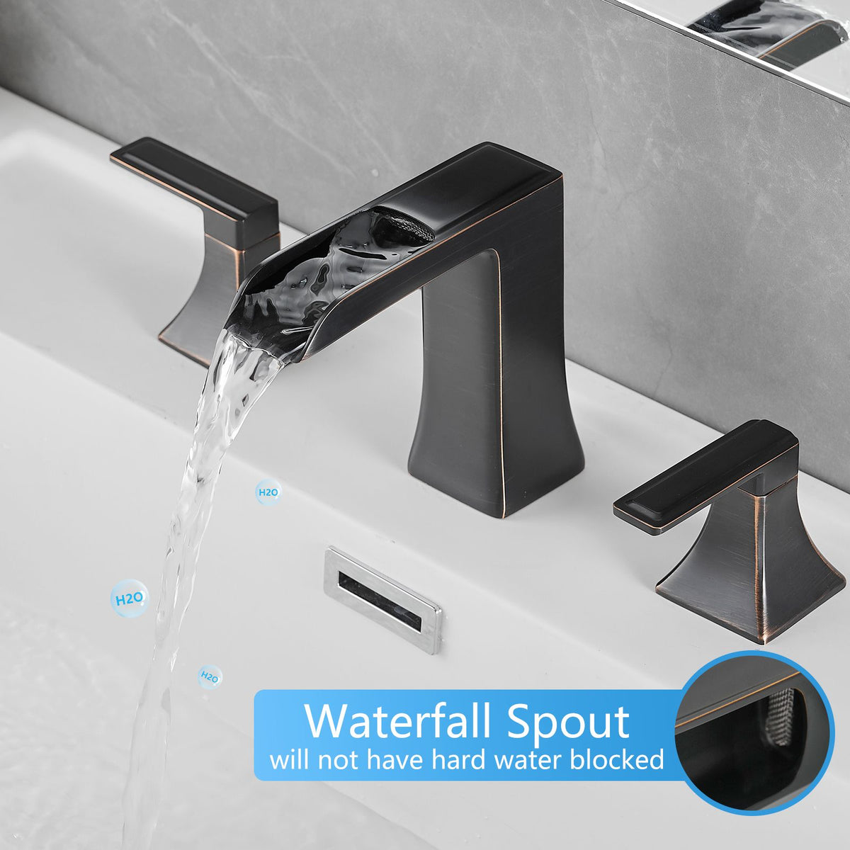 Oil Rubbed Bronze 8- Widespread Bathroom Faucet with Pop-Up Drain