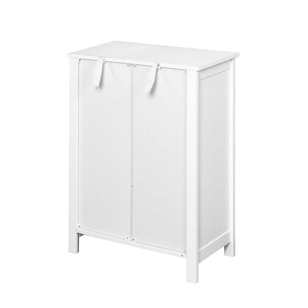 White Bathroom Floor Storage Cabinet with Double Door & Adjustable Shelf