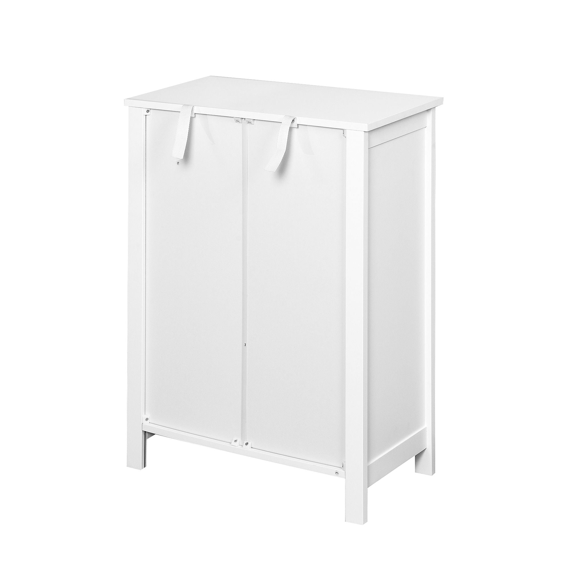 White Bathroom Floor Storage Cabinet with Double Door & Adjustable Shelf