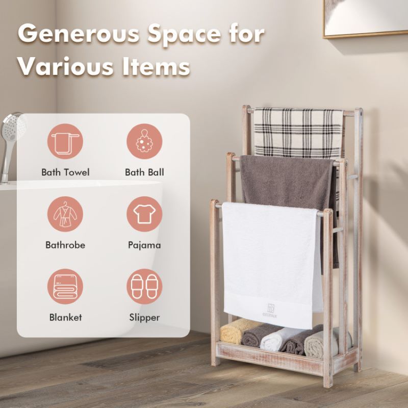 Bathroom Freestanding Towel Rack with Storage Shelf - Space-Saving and Practical Gift