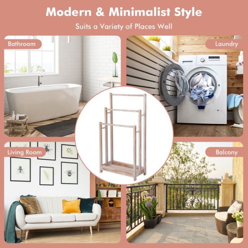 Bathroom Freestanding Towel Rack with Storage Shelf - Space-Saving and Practical Gift