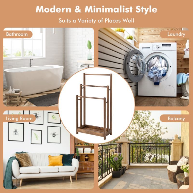Bathroom Freestanding Towel Rack with Storage Shelf - Space-Saving and Practical Gift