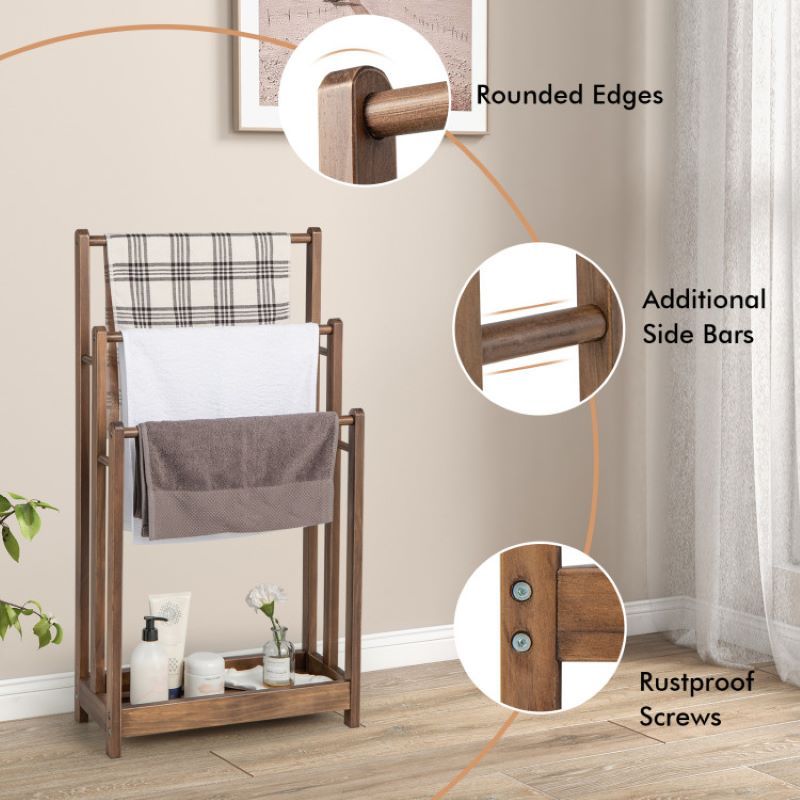 Bathroom Freestanding Towel Rack with Storage Shelf - Space-Saving and Practical Gift