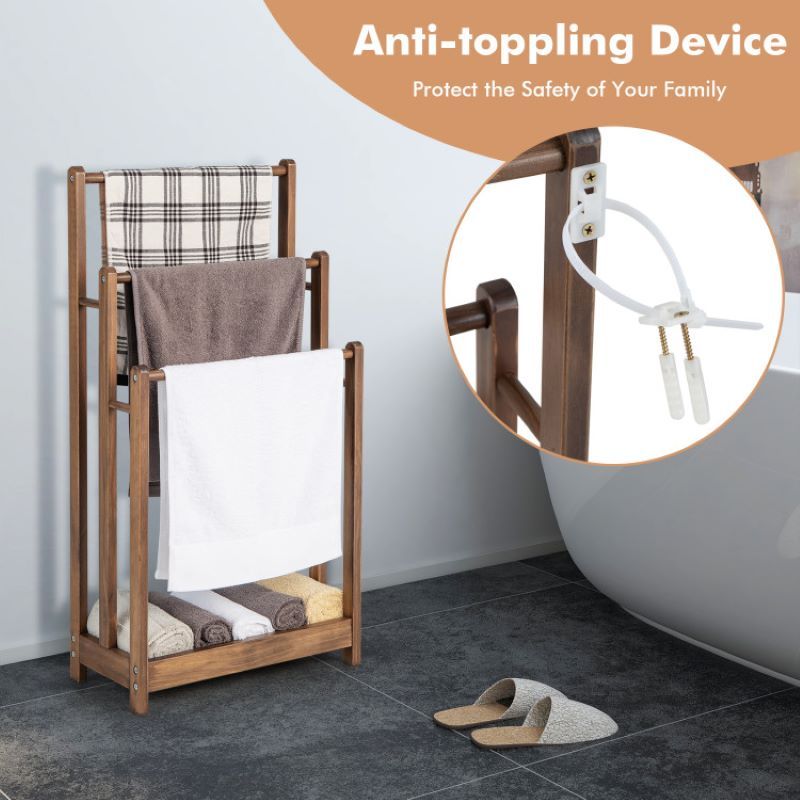 Bathroom Freestanding Towel Rack with Storage Shelf - Space-Saving and Practical Gift