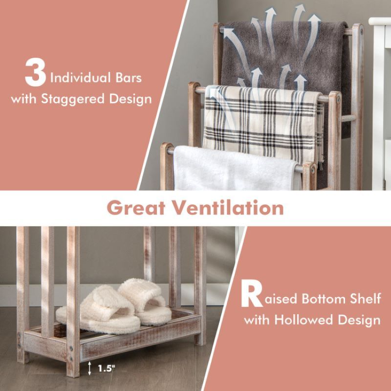 Bathroom Freestanding Towel Rack with Storage Shelf - Space-Saving and Practical Gift