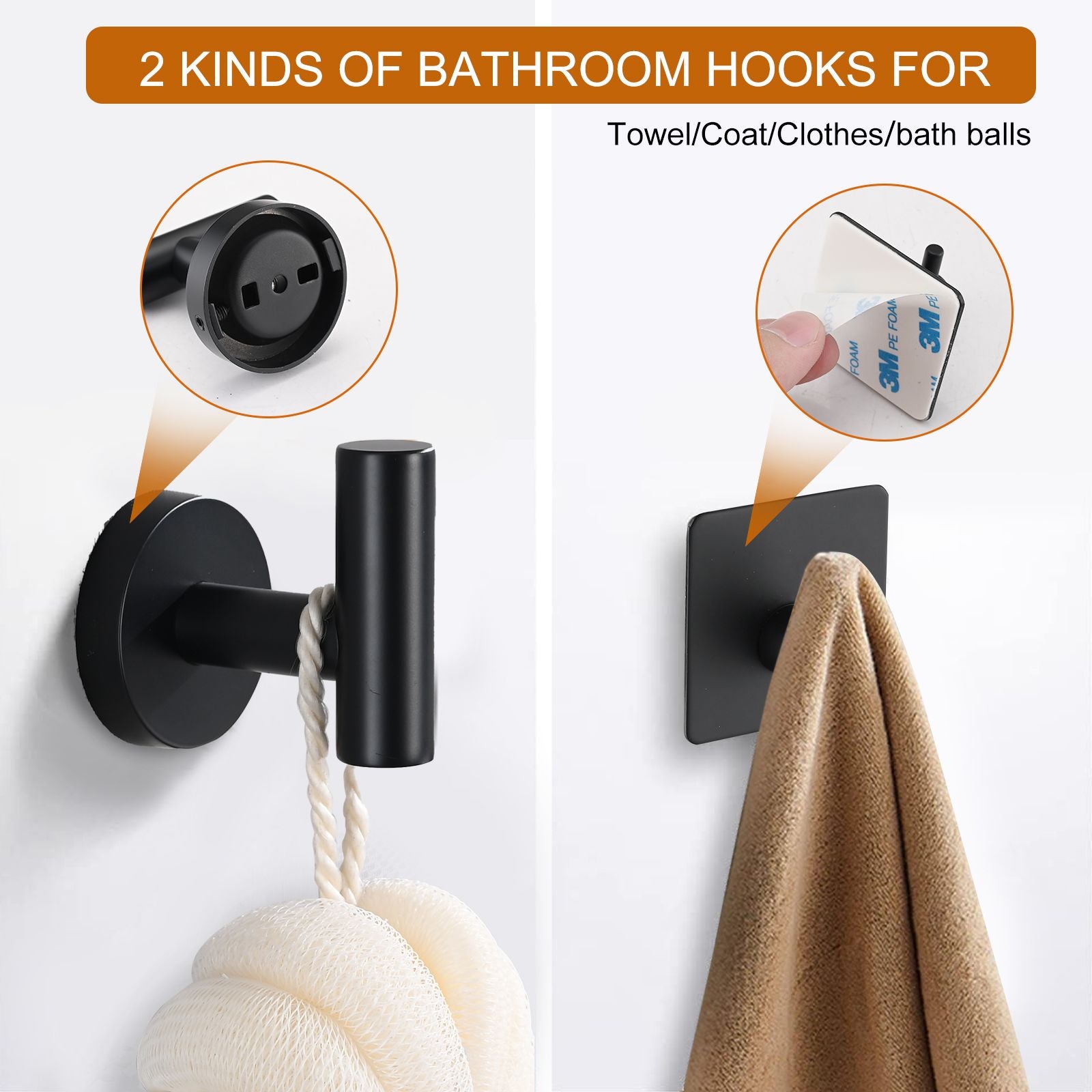Matte Black Wall-Mounted Bathroom Hardware Set