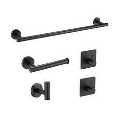 Matte Black Wall-Mounted Bathroom Hardware Set