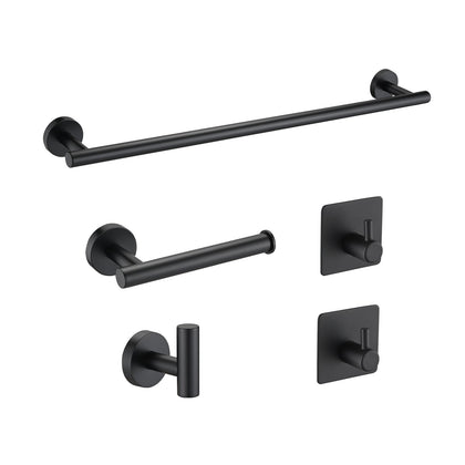Matte Black Wall-Mounted Bathroom Hardware Set
