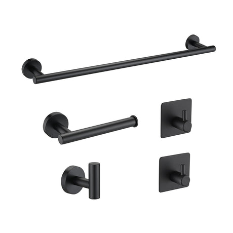 Matte Black Wall-Mounted Bathroom Hardware Set