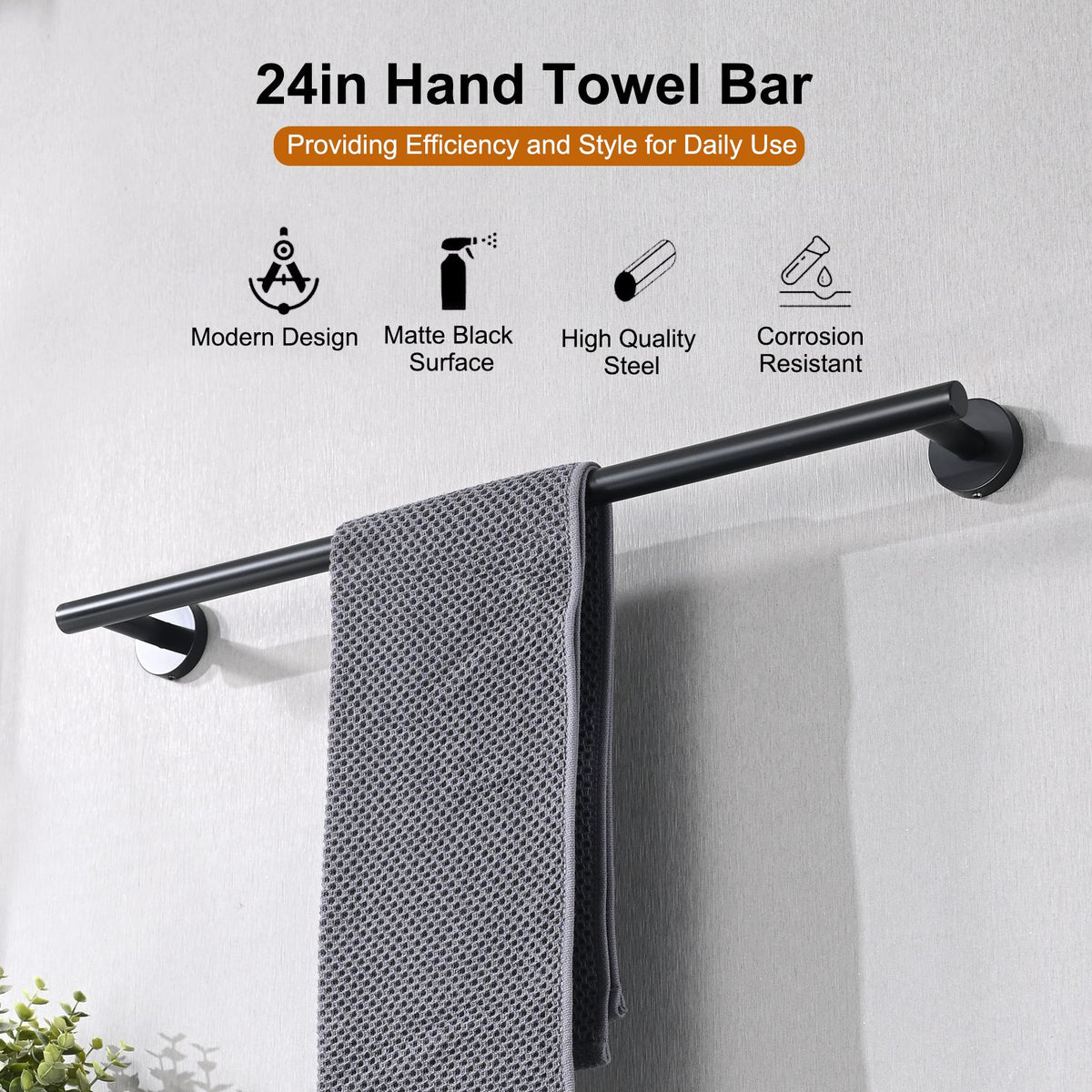 Matte Black Wall-Mounted Bathroom Hardware Set