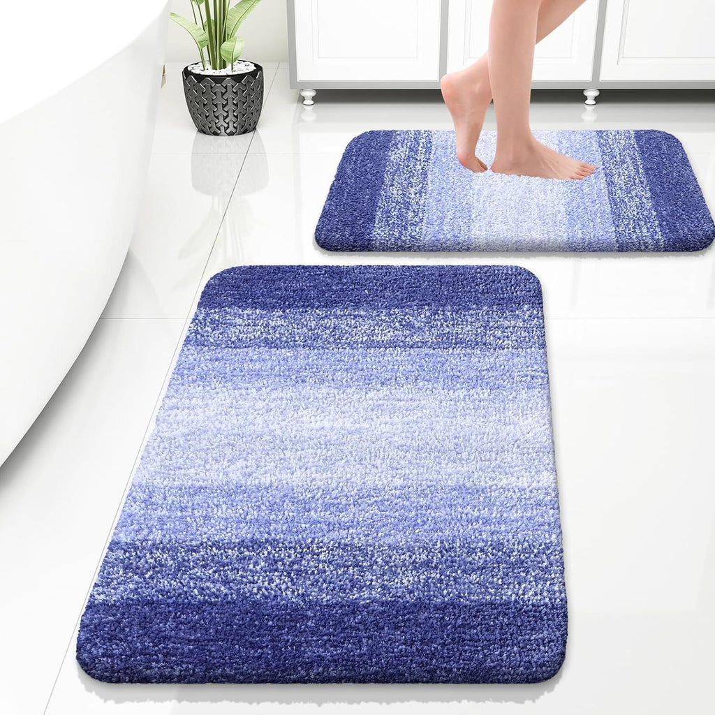 Blue-Violet Plush Shaggy Bathroom Rug Set