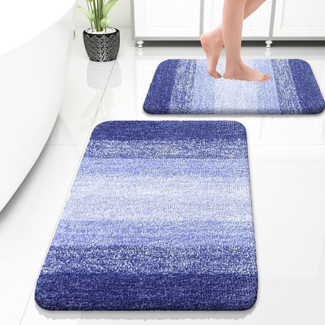 Blue-Violet Plush Shaggy Bathroom Rug Set