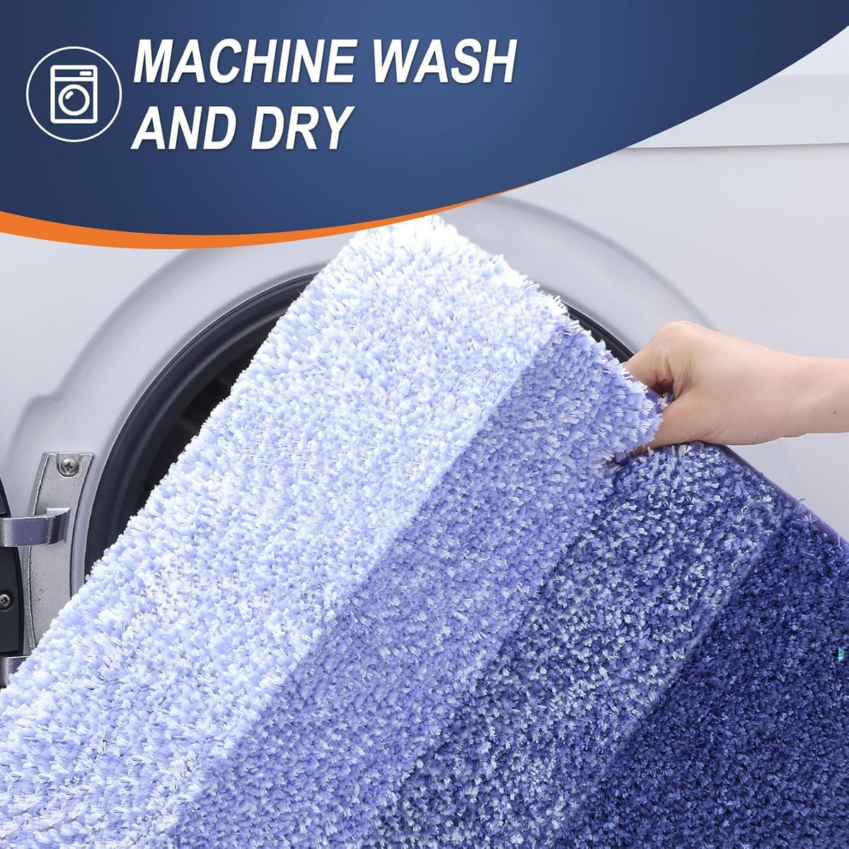 Blue-Violet Plush Shaggy Bathroom Rug Set