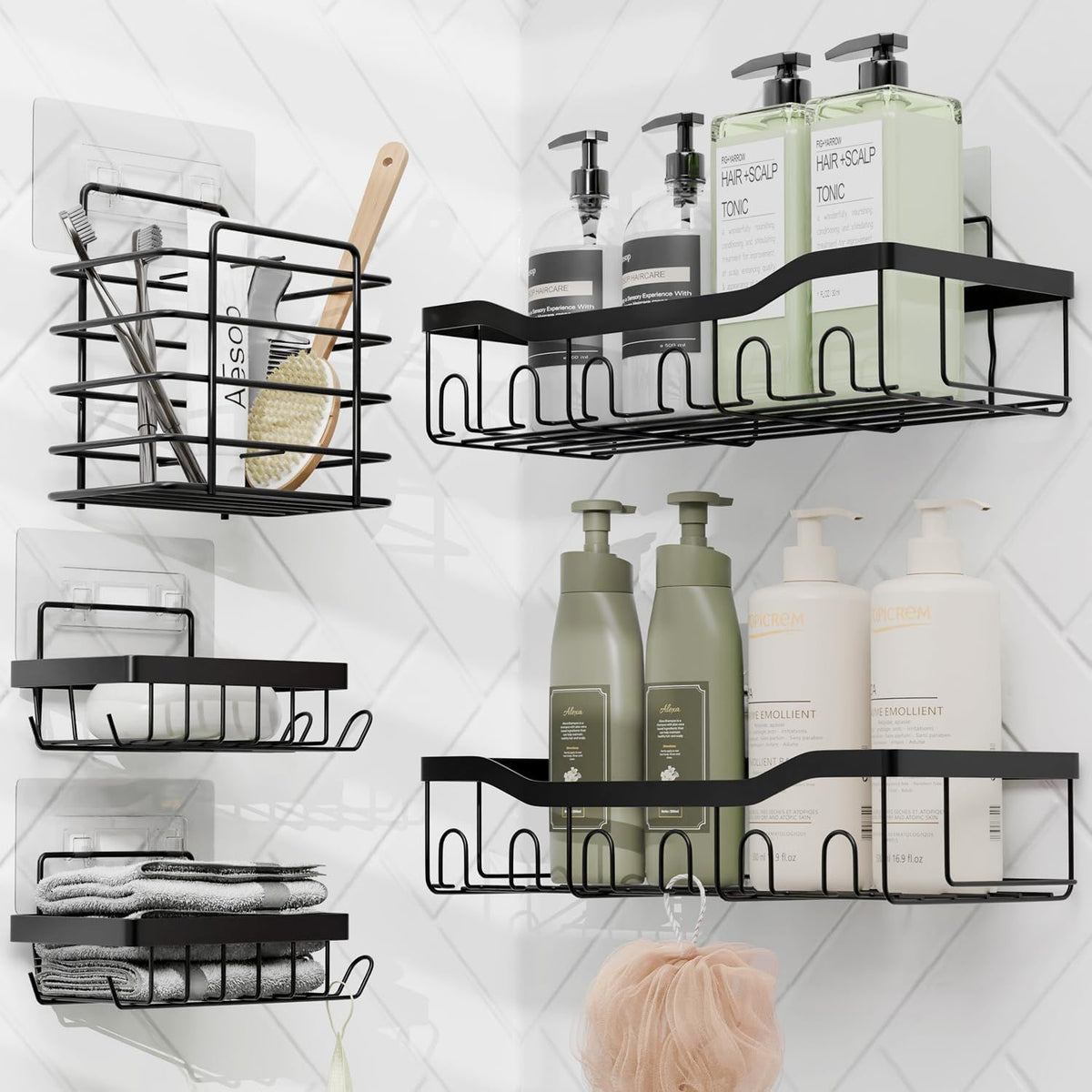 Christmas Bathroom Accessories Set – 14 Piece Complete Bathroom Decor Kit with Rugs and Caddy