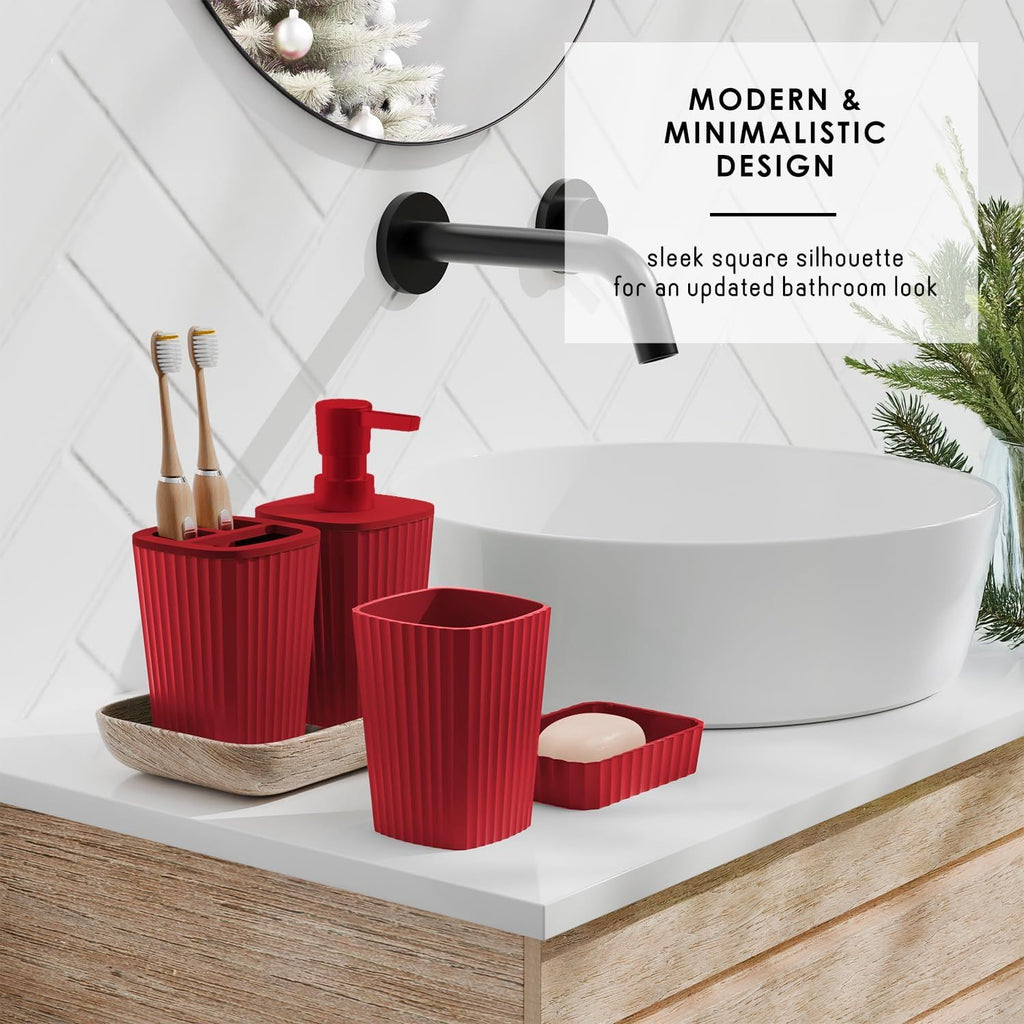 Christmas Bathroom Accessories Set – 14 Piece Complete Bathroom Decor Kit with Rugs and Caddy