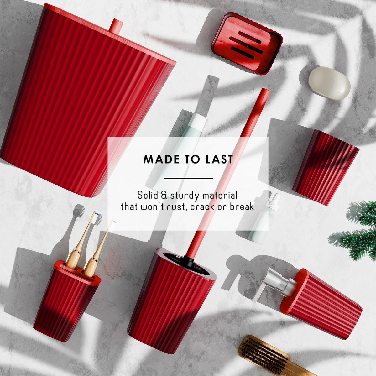 9-Piece Christmas Bathroom Accessory Set with Rugs and Soap Dispenser