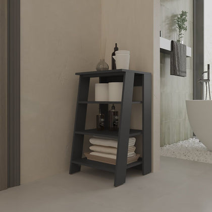 Modern Black Bathroom Shelf with Multiple Storage Levels