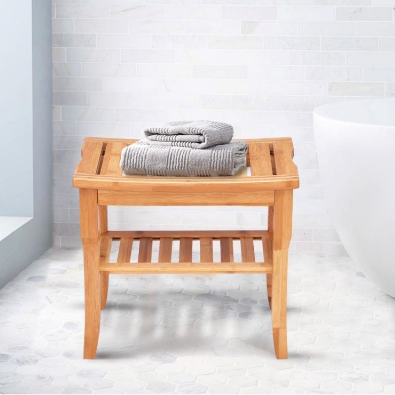 Versatile Shower Stool with Built-In Storage Shelf