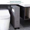 Slim Rolling Bathroom Cabinet with Shelf and Drawers