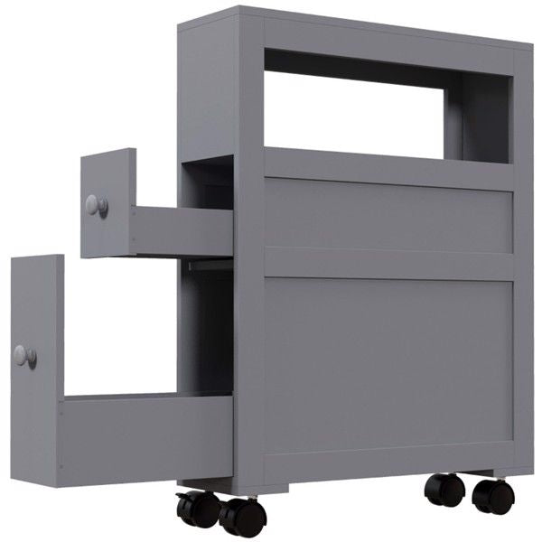 Slim Rolling Bathroom Cabinet with Shelf and Drawers