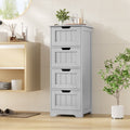 Narrow Gray Cabinet with Handle-Free Drawers
