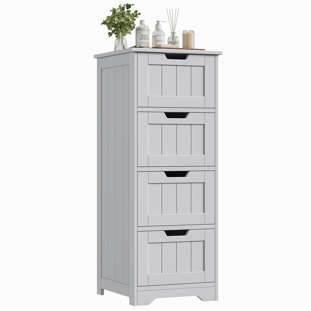 Narrow Gray Cabinet with Handle-Free Drawers