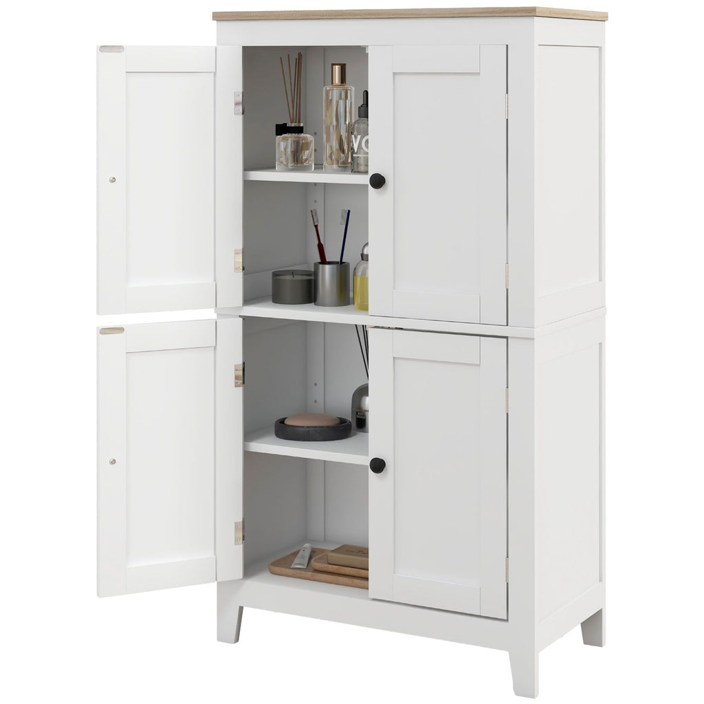 Bathroom Storage Cabinet, Modern Bathroom Floor Cabinet with 4 Doors and 2 Adjustable