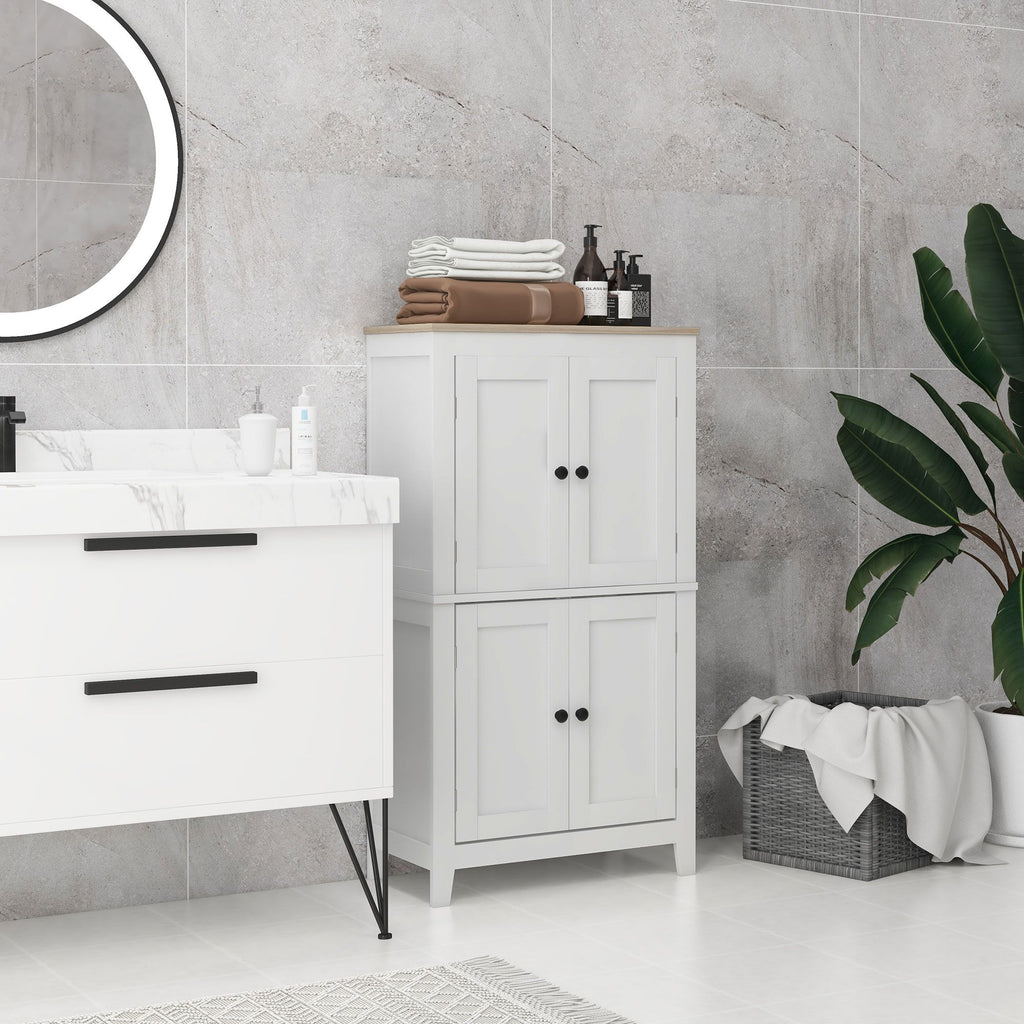Bathroom Storage Cabinet, Modern Bathroom Floor Cabinet with 4 Doors and 2 Adjustable