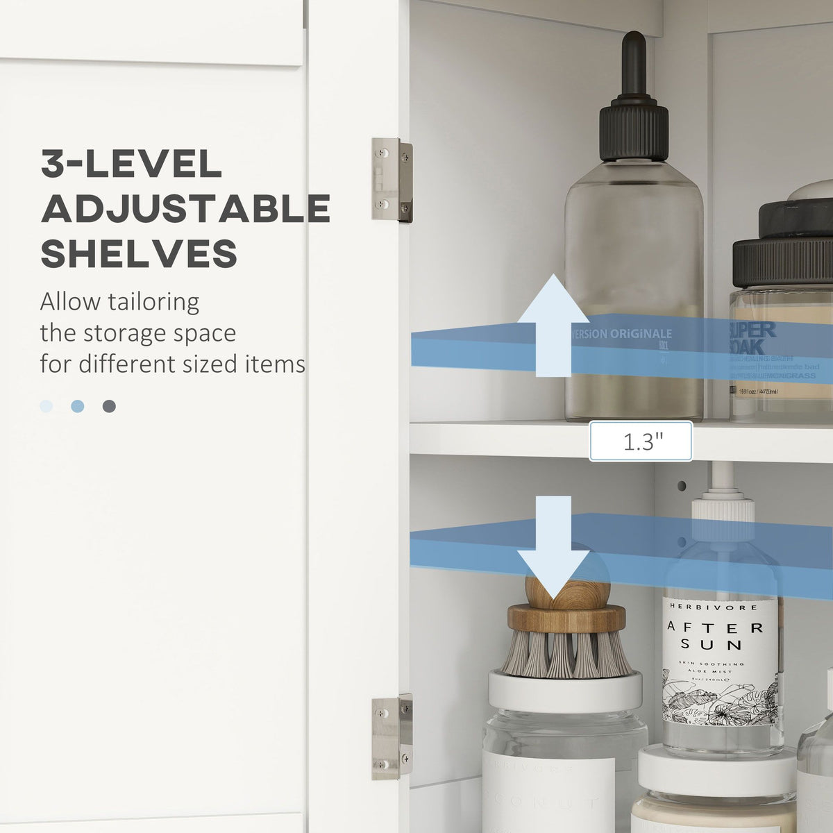 Bathroom Storage Cabinet, Modern Bathroom Floor Cabinet with 4 Doors and 2 Adjustable