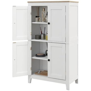 Bathroom Storage Cabinet, Modern Bathroom Floor Cabinet with 4 Doors and 2 Adjustable