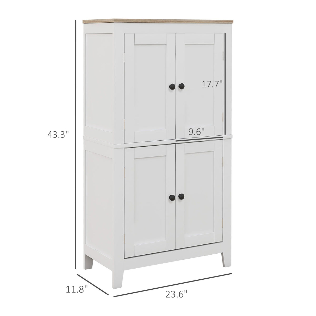 Bathroom Storage Cabinet, Modern Bathroom Floor Cabinet with 4 Doors and 2 Adjustable
