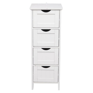 Clean White Four-Drawer Storage Cabinet