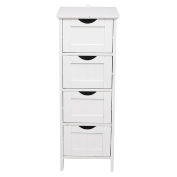 Clean White Four-Drawer Storage Cabinet