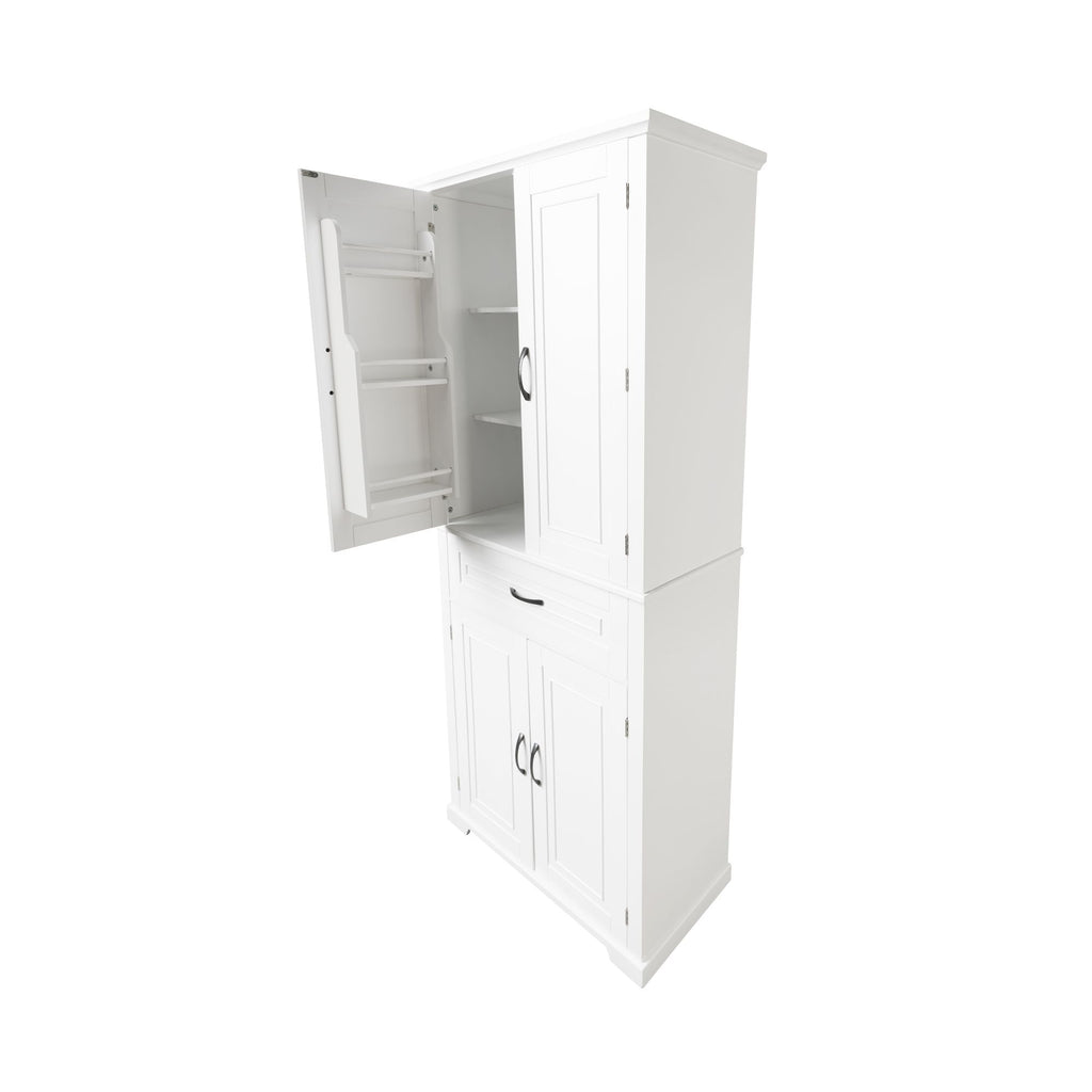 White Bathroom Storage Cabinet with Doors, Drawer and Adjustable Shelf